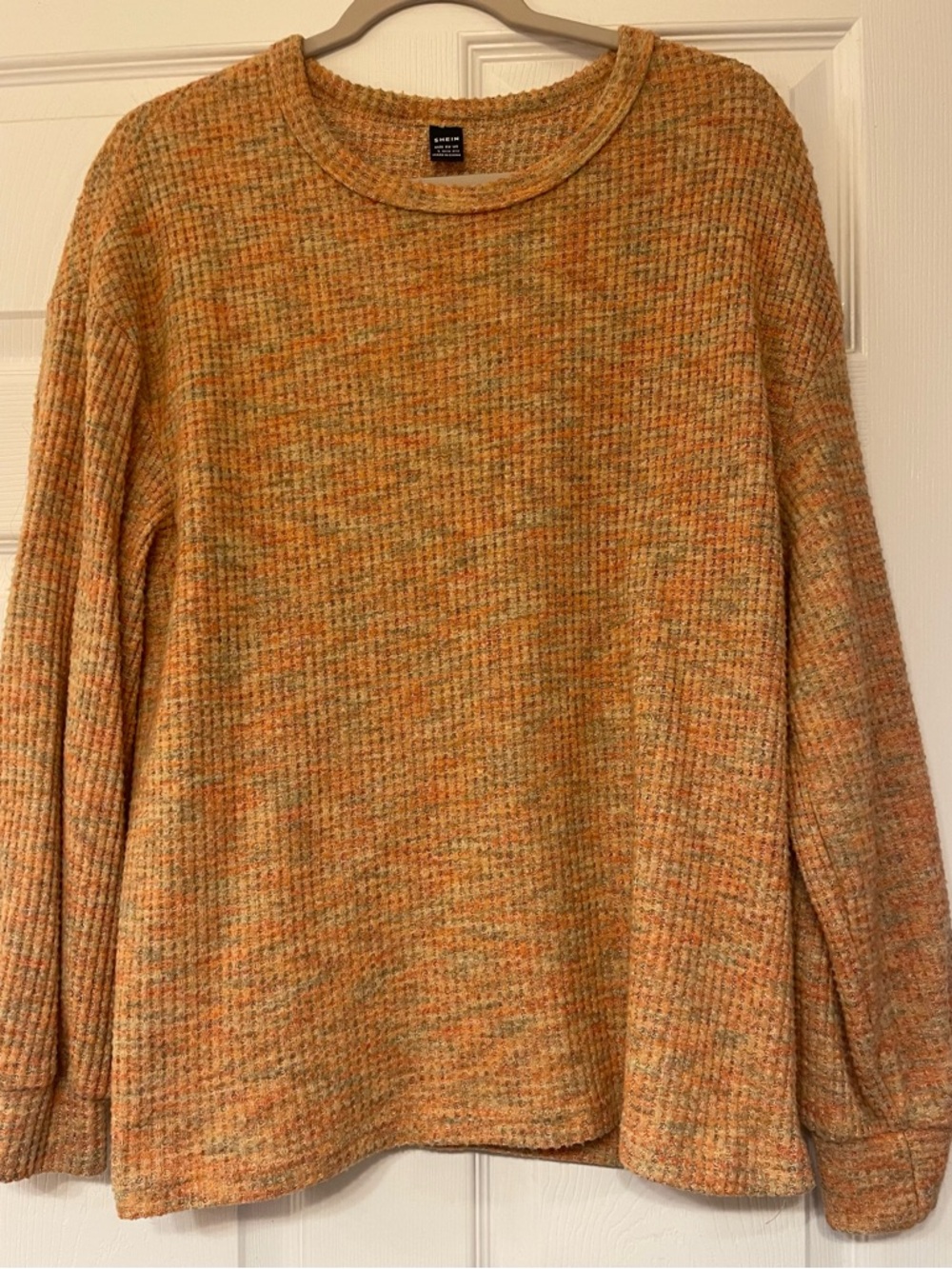 SHEIN Marled Orange Crewneck Sweater